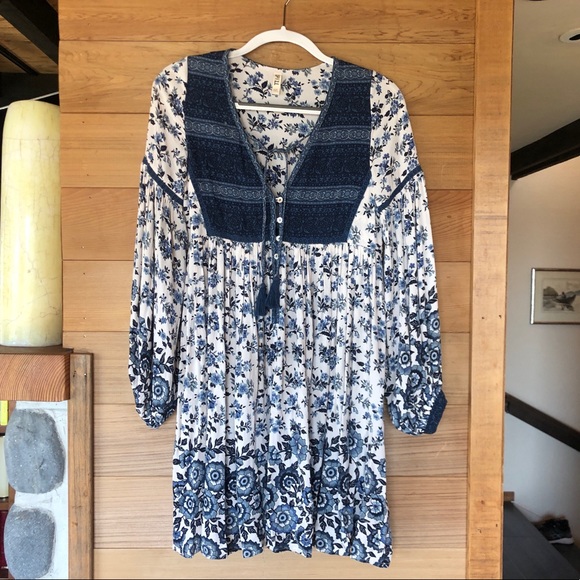 SPELL Blue Floral Boho Playdress - NWOT